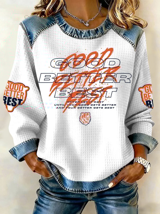 Retro Good Better Best Print Sweatshirt