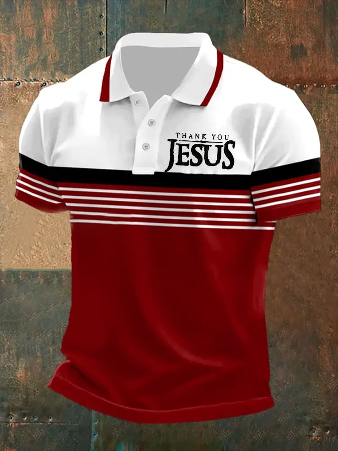 🔥Buy 3 Get 15% Off🔥Men's Thank You Jesus Printed Casual Polo Shirt