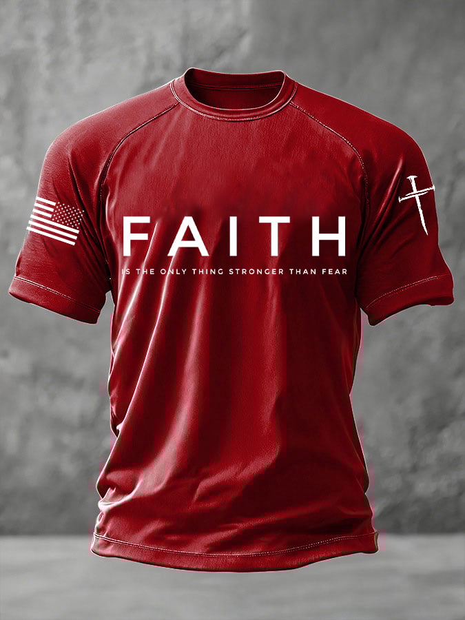 Men's Faith Cross Printed Casual T-Shirt