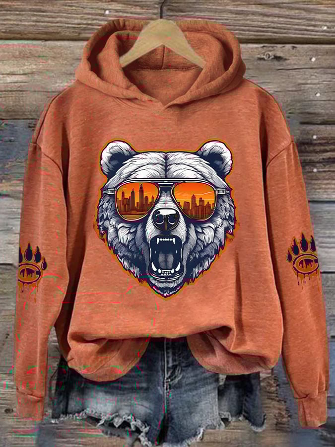 Women's Rugby Print Casual Hoodie