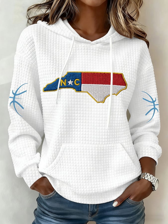 Women's basketball print waffle hoodie