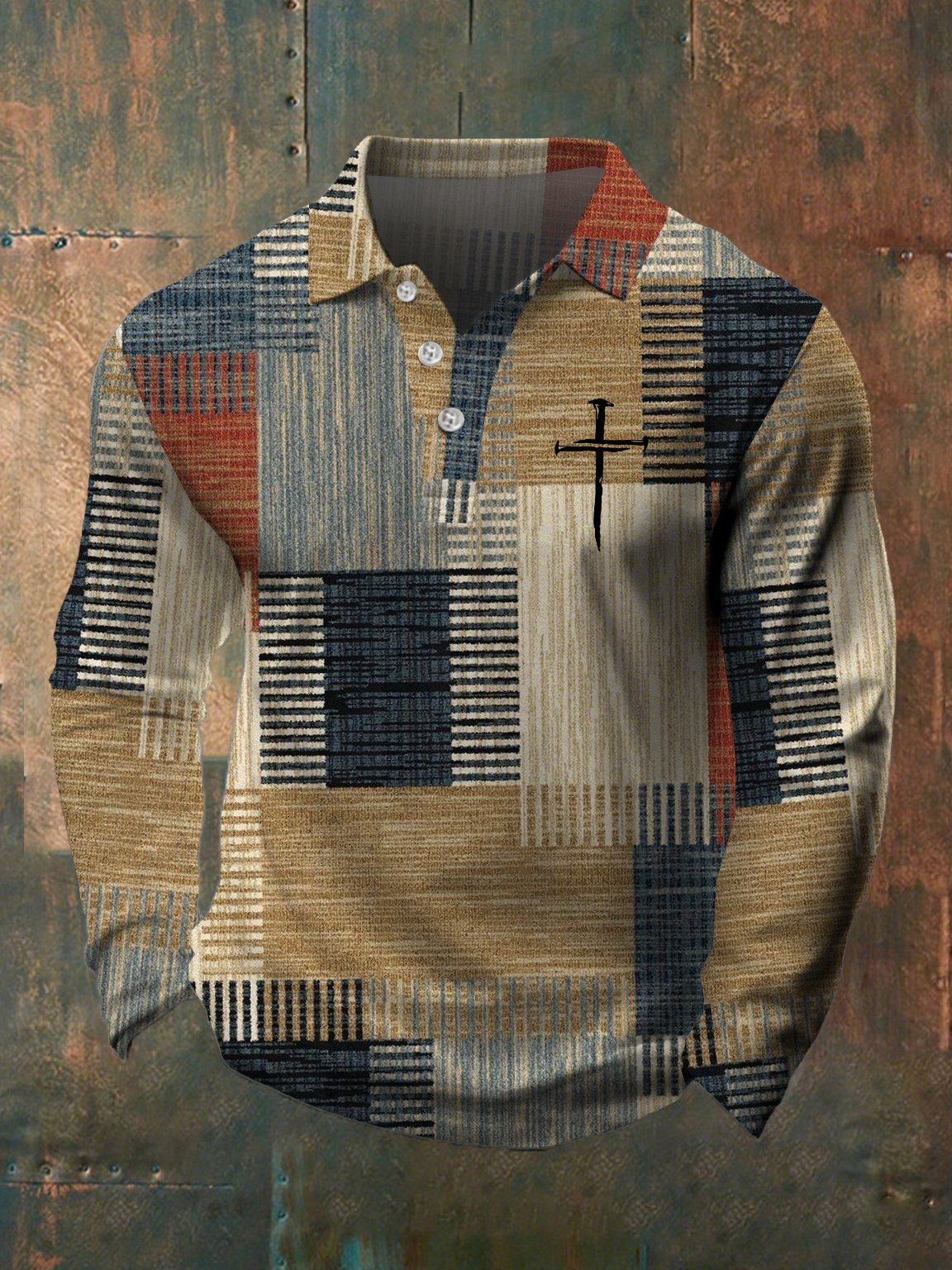 🔥Buy 3 Get 15% Off🔥Men's Casual Faith Retro Contrast Color Long Sleeve Polo