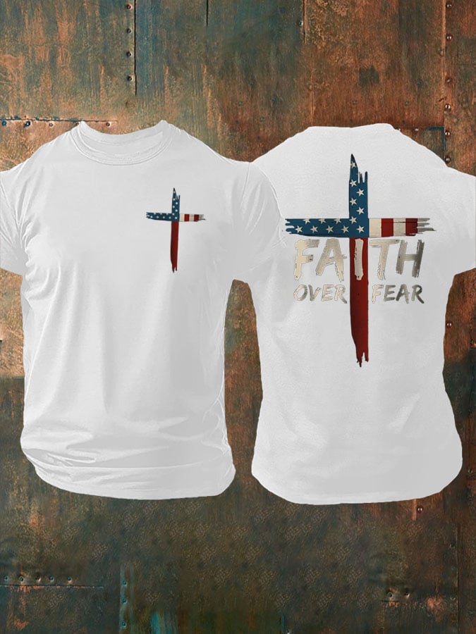 Men's Faith Over Fear Print Casual T-Shirt