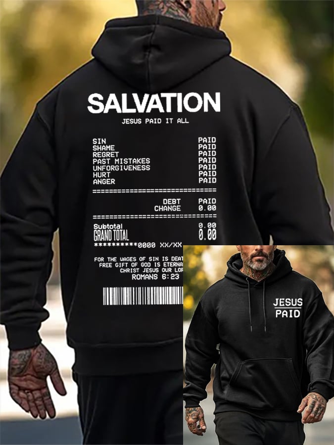 Men's Salvation Jesus Paid It All Faith Print Sweatshirt