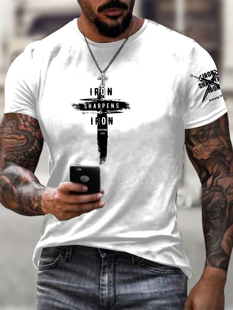 🔥Buy 3 Get 15% Off🔥Men's Iron Sharpens Iron Faith Printed Shirt