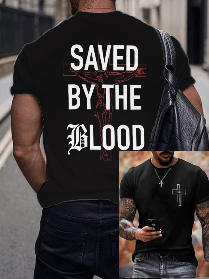 🔥Buy 3 Get 15% Off🔥Men's Retro Saved By The Blood Print T-Shirt