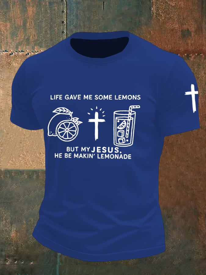🔥Buy 3 Get 15% Off🔥Men's Life Gave Me Some Lemons, But My Jesus Turned Them Into Lemonade Faith Printed Shirt