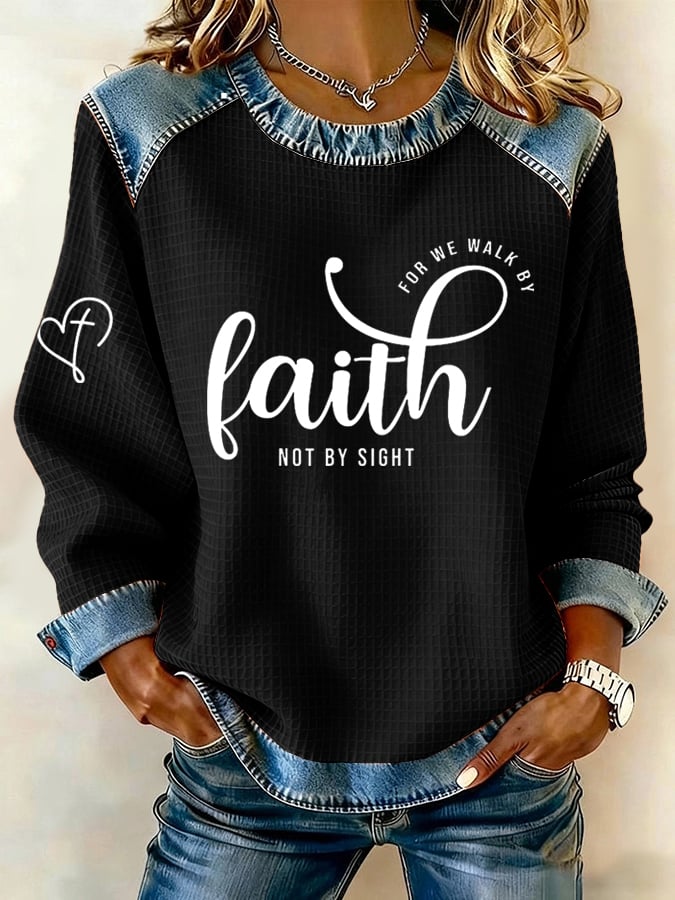 Women's Retro Faith Printed Sweatshirt