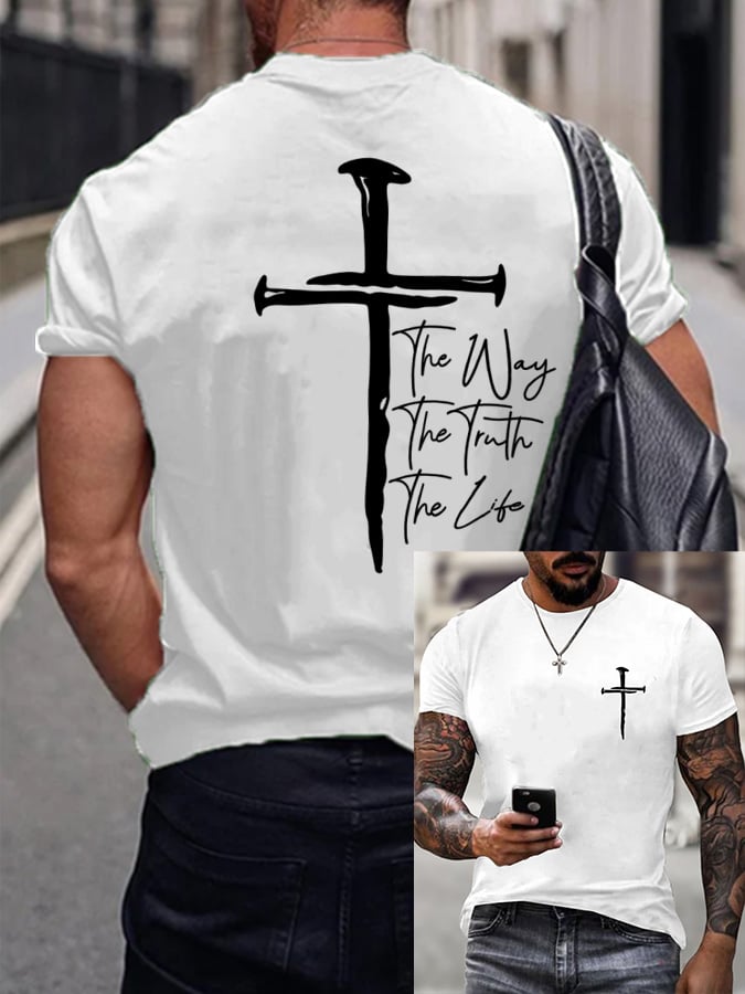 🔥Buy 3 Get 15% Off🔥🔥Hot Sale Picks 🔥Men's The Way The Truth The Life Print T-Shirt