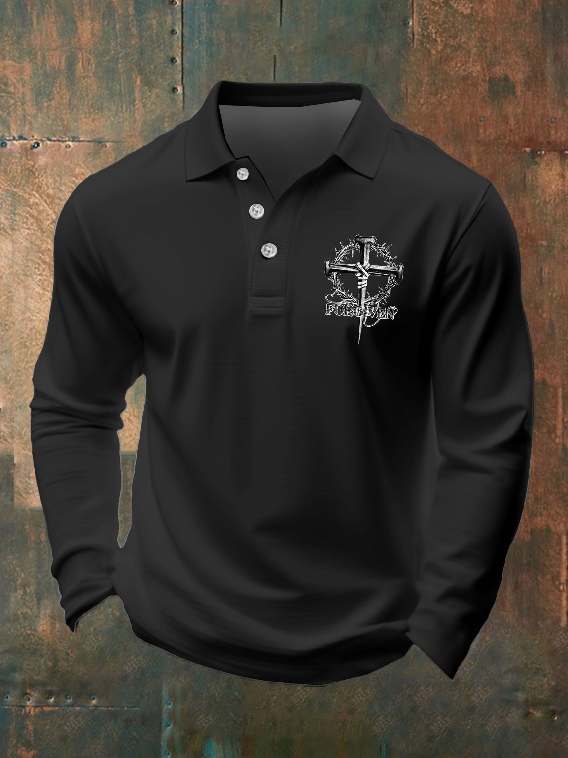 🔥Buy 3 Get 15% Off🔥Men's Casual Faith Forgiveness Long Sleeve Polo