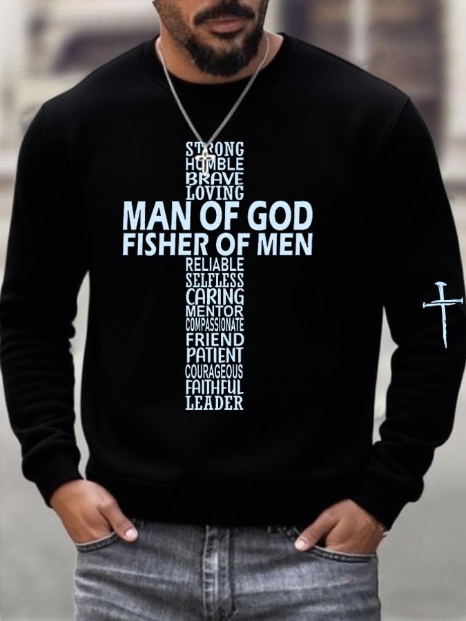 🔥Buy 3 Get 15% Off🔥Men'S Faith Cross Print Casual Sweatshirt