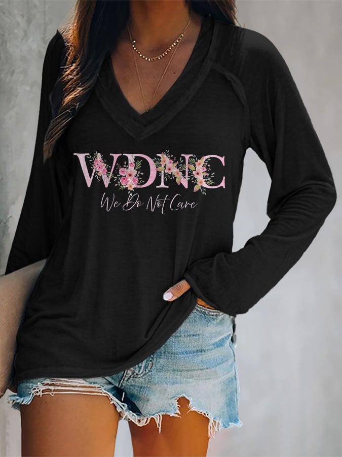 V-neck Retro Funny WDNC Menopause Perimenopause Print T-Shirt