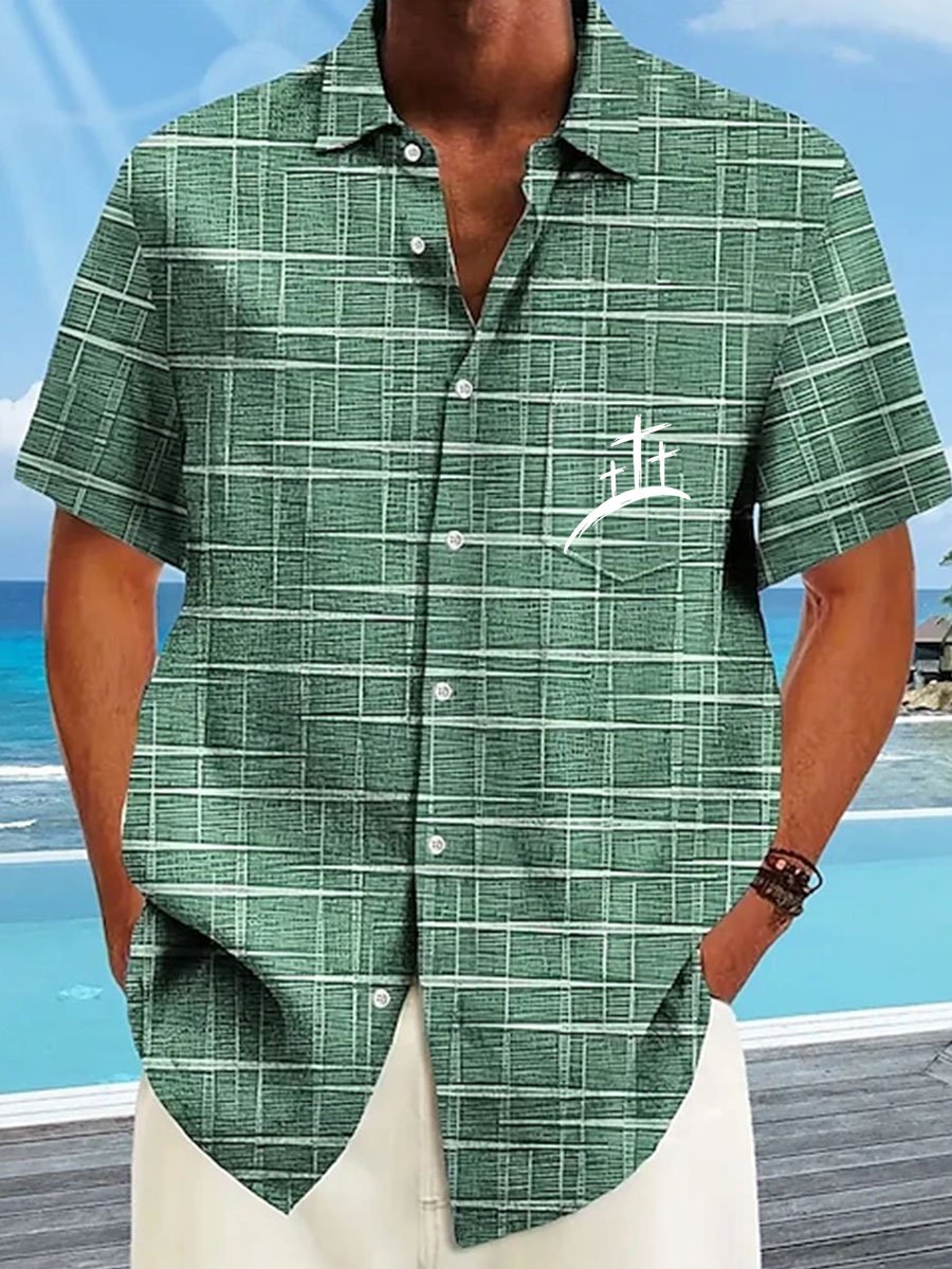 🔥Buy 3 Get 15% Off🔥Men's Faith Cross Printed Casual Shirt