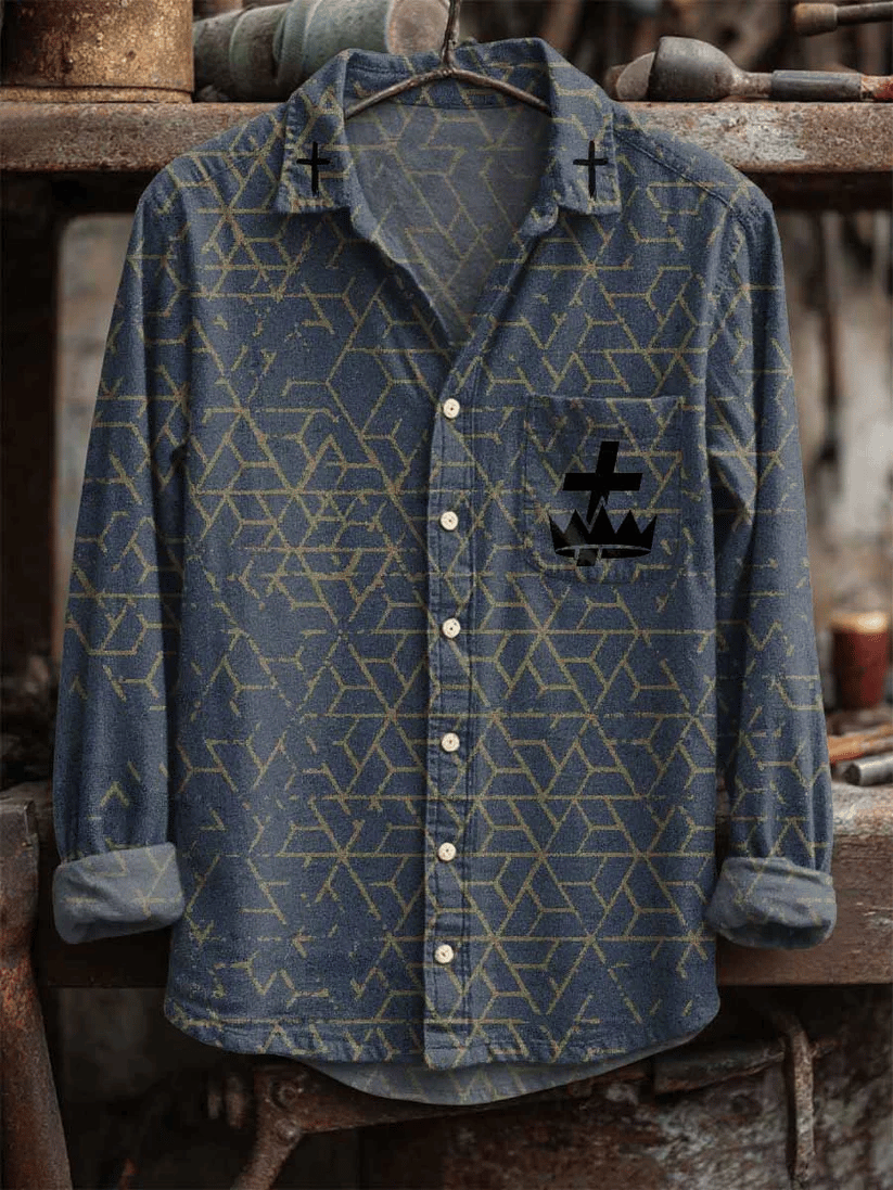 🔥Buy 3 Get 15% Off🔥Men's Vintage Cross Faith Print Shirt
