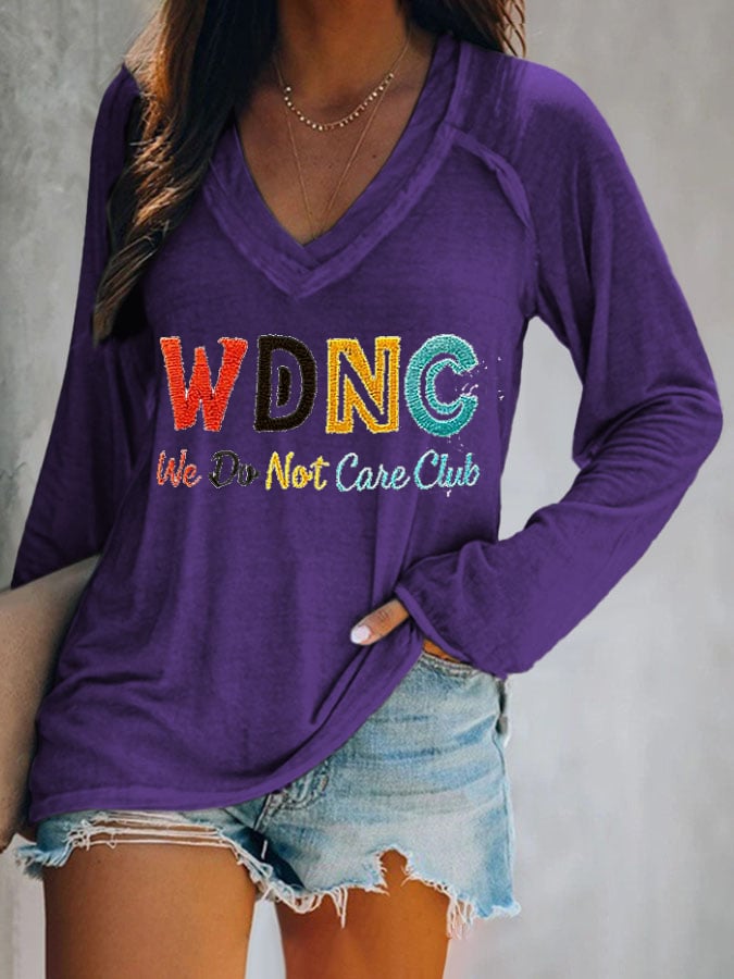Women's V-neck Retro Funny Proud Member Of WDNC Club Menopause Perimenopause Print T-Shirt