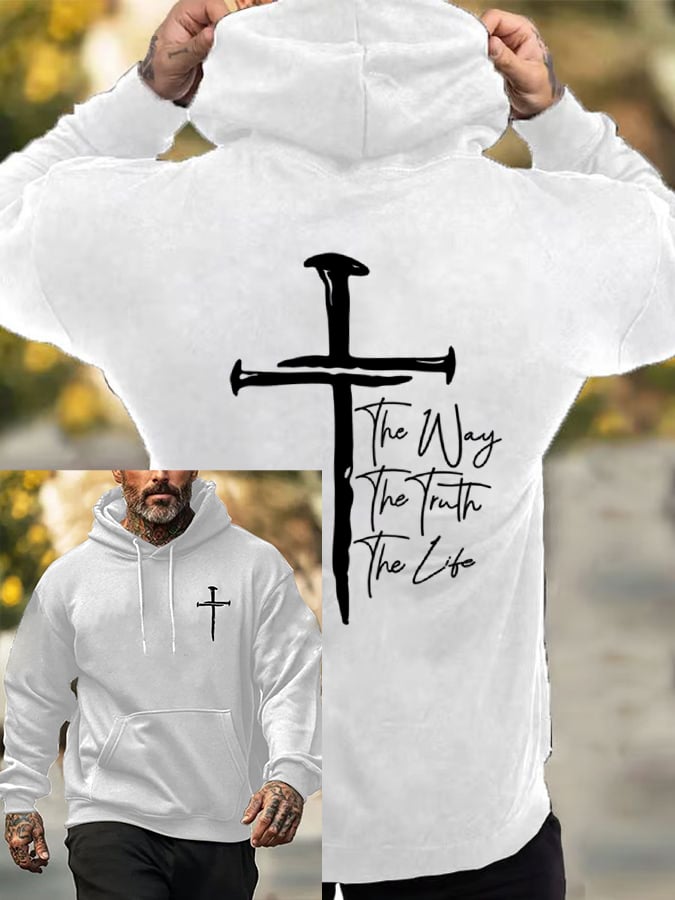🔥Buy 3 Get 15% Off🔥Men's Jesus The Way The Truth The Life Printed Casual Hoodie