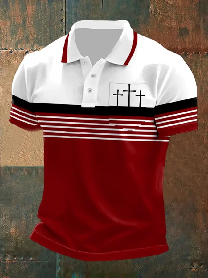 š„Buy 3 Get 15% Offš„Men's Retro Faith  Casual Printed With Pocket Polo Shirt