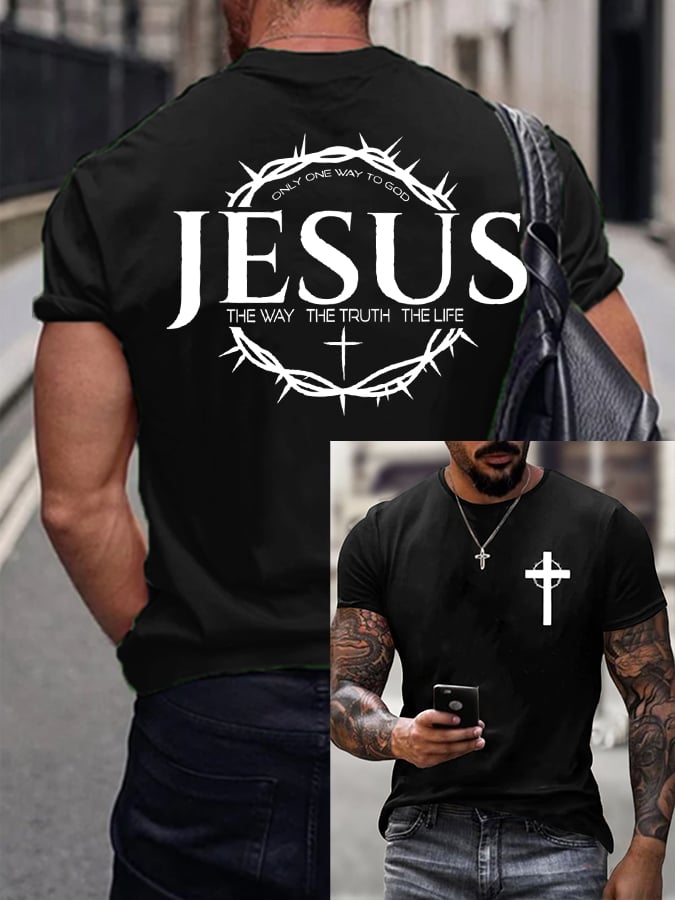 🔥Buy 3 Get 15% Off🔥Men's Jesus The Way The Truth The Life Printed Casual T-shirt