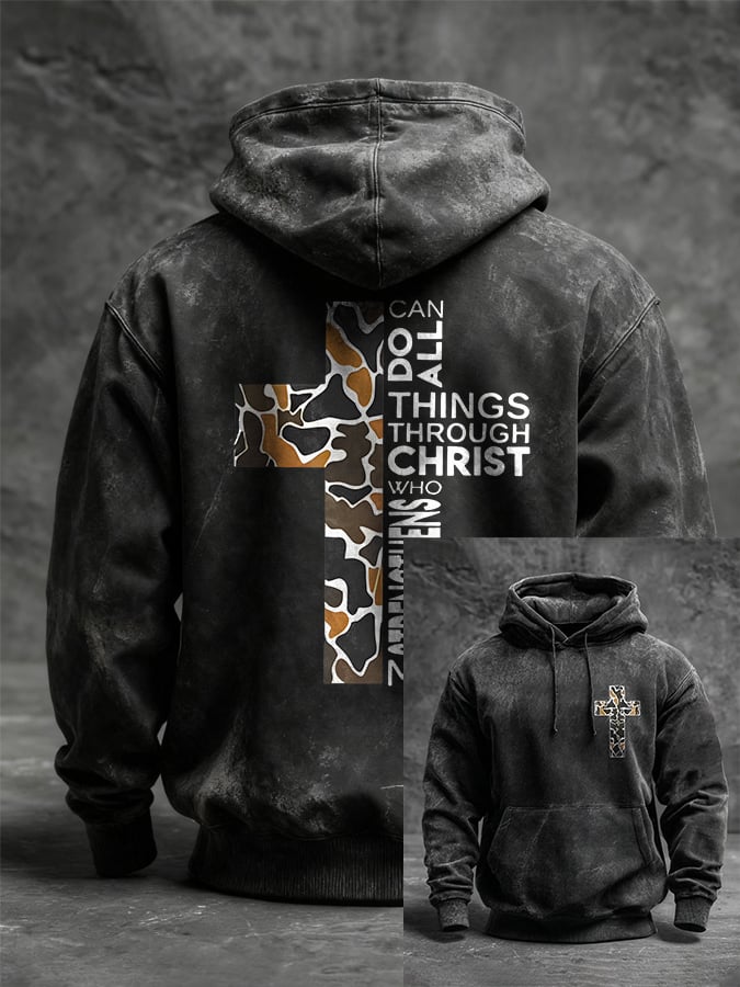 🔥Buy 3 Get 15% Off🔥Men's I can do all things through Christ who strengthens me. Printed Casual Hoodie