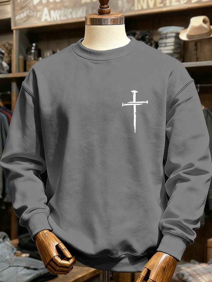 🔥Buy 3 Get 15% Off🔥Men's Vintage Faith Cross Print Casual Sweatshirt