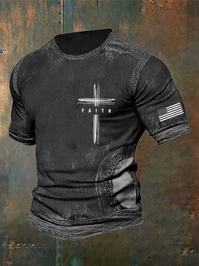 🔥Buy 3 Get 15% Off🔥Men's Vintage Faith Cross Print Casual T-Shirt