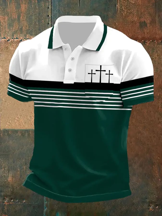 🔥Buy 3 Get 15% Off🔥Men's Retro Faith  Casual Printed With Pocket Polo Shirt