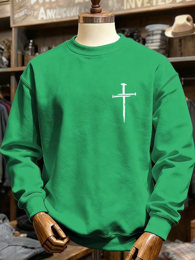 🔥Buy 3 Get 15% Off🔥Men's Vintage Faith Cross Print Casual Sweatshirt