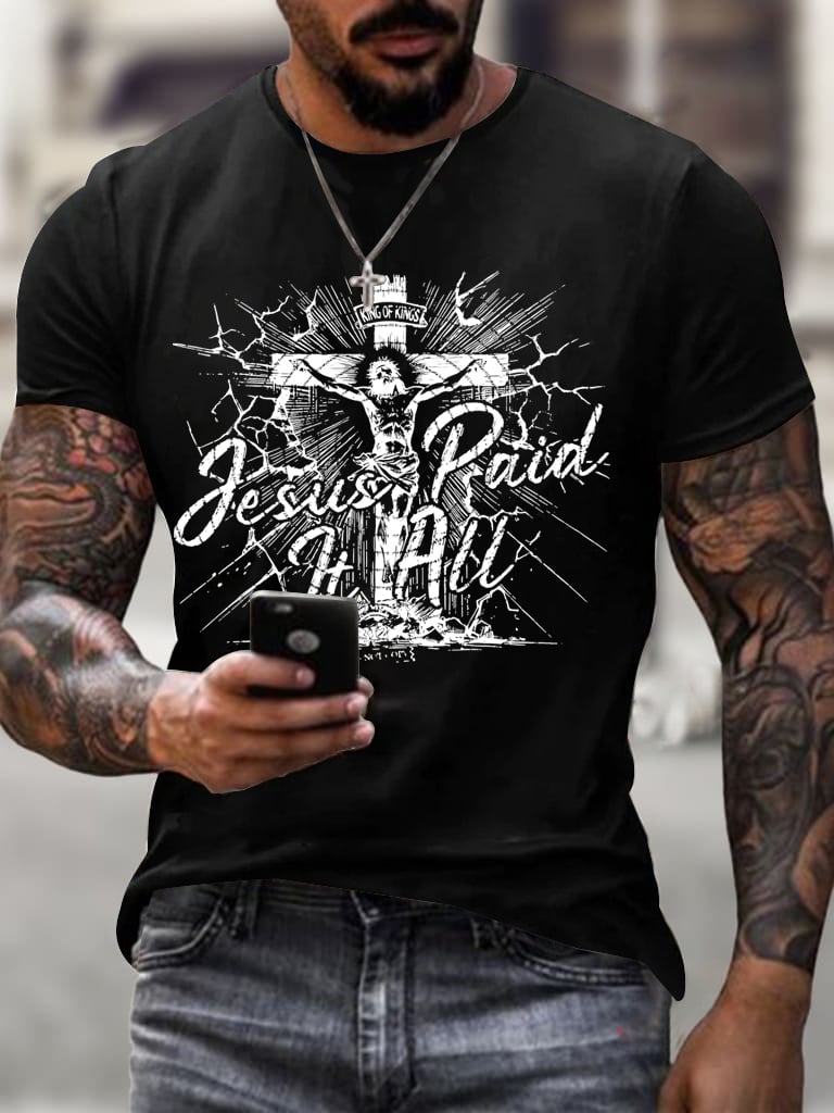 Men's Jesus Paid It All Faith Printed  Shirt