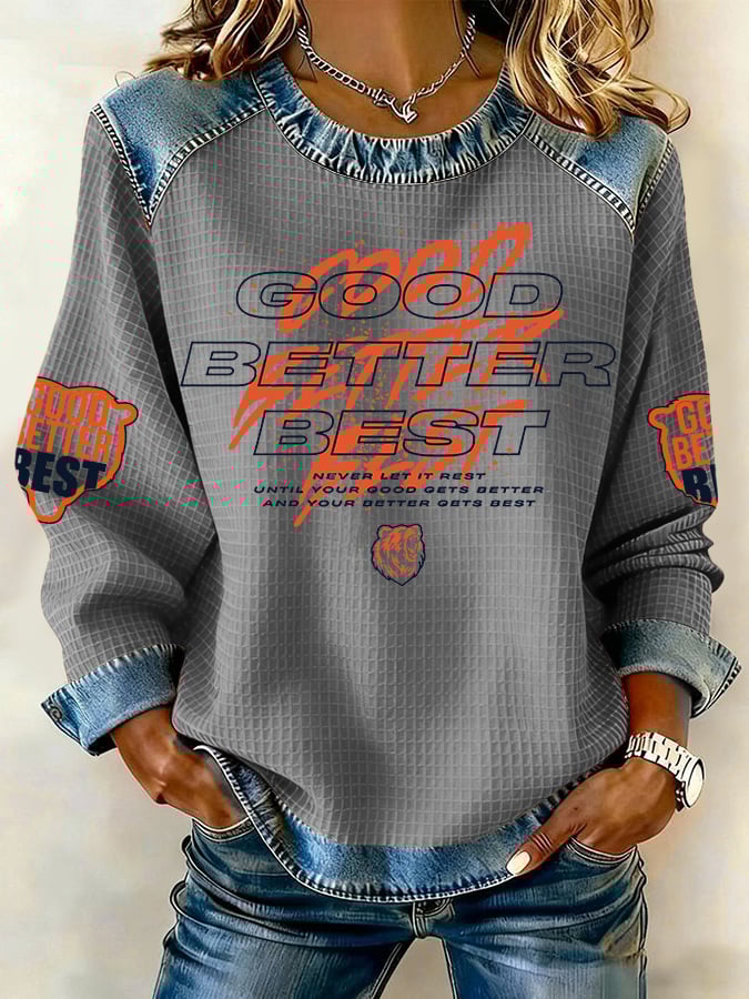 Retro Good Better Best Print Sweatshirt
