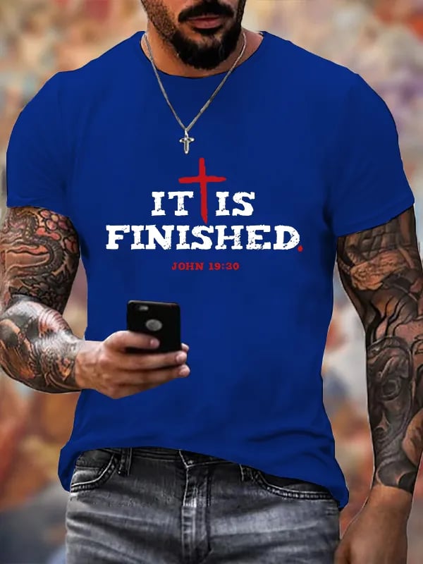 🔥Buy 3 Get 15% Off🔥Men's It Is Finished  Faith Printed  Shirt