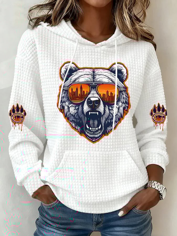 Women's Christmas Print Plaid Fabric Hooded Sweatshirt