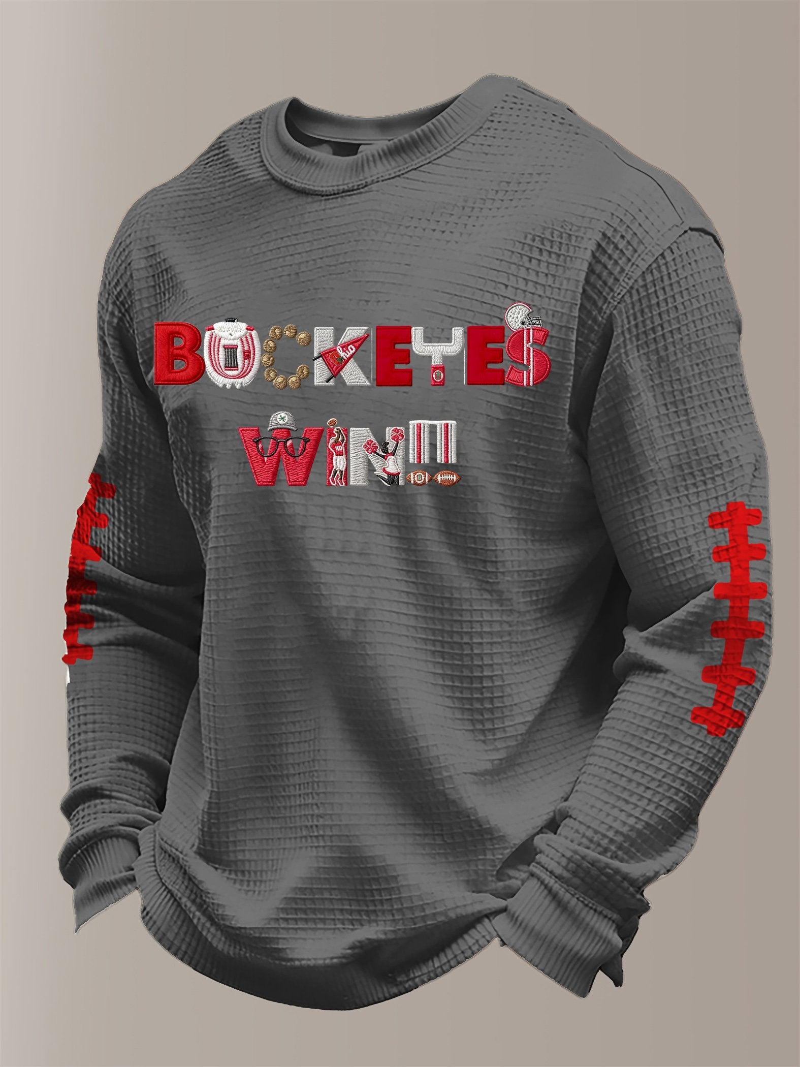 Men's hockey waffle fabric long-sleeved T-shirt