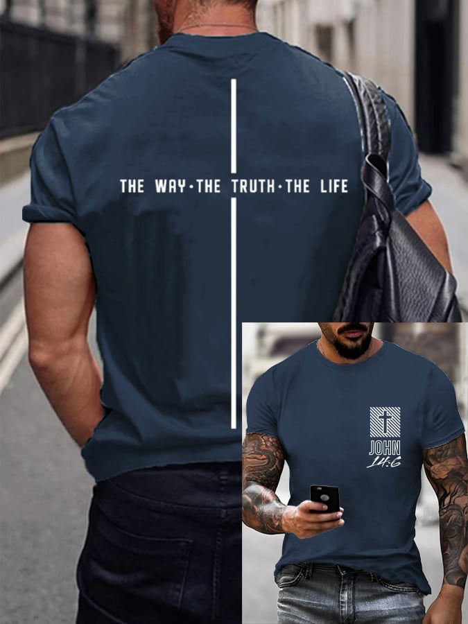 š„Buy 3 Get 15% Offš„Men's Vintage Faith The Way The Truth The Life Print T-Shirt
