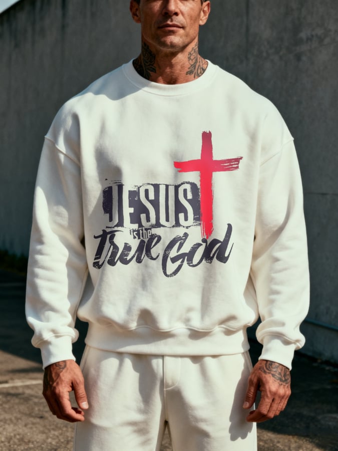 🔥Buy 3 Get 15% Off🔥Men'S Round Neck Casual Faith Print Sweatshirt