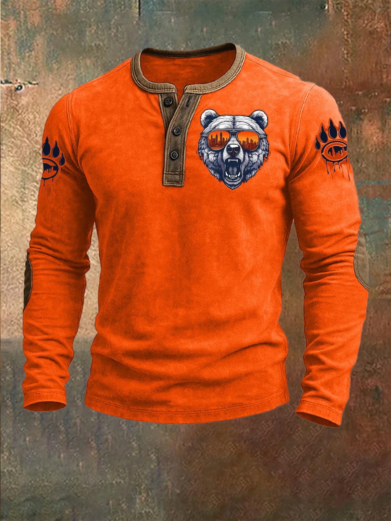 Men's Football Print Henley Top