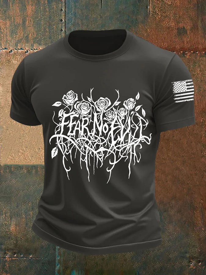 🔥Buy 3 Get 15% Off🔥Men's Fear No Evil Gothic Christian Print Round Neck T-Shirt