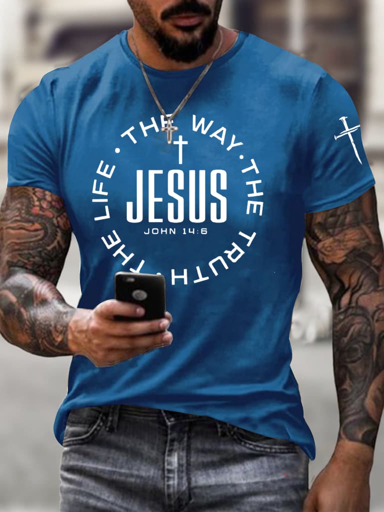 🔥Buy 3 Get 15% Off🔥Men's Jesus The Way The Truth The Life Printed Casual T-Shirt