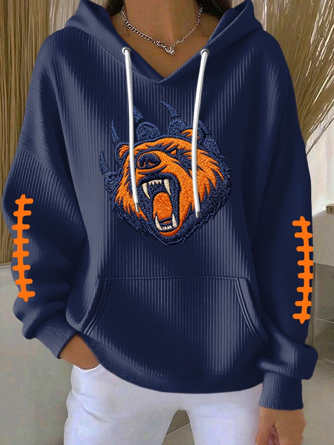 Women's Football Print Casual Hoodie