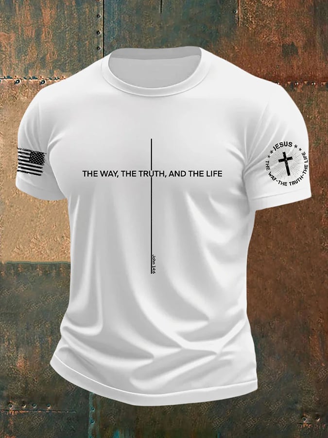 🔥Buy 3 Get 15% Off🔥Men's Jesus The Way The TruthThe Life Print Round Neck T-Shirt