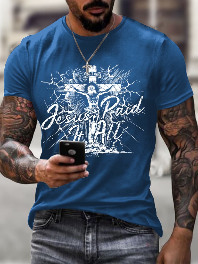 Men's Jesus Paid It All Faith Printed  Shirt