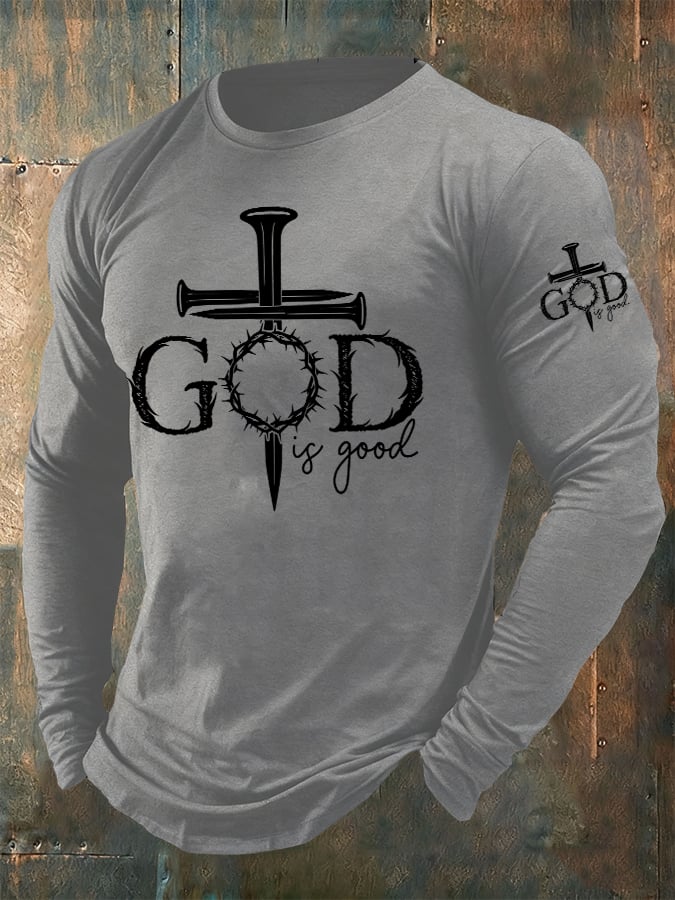 🔥Buy 3 Get 15% Off🔥Men's casual faith in a kind God printed long-sleeved T-shirt