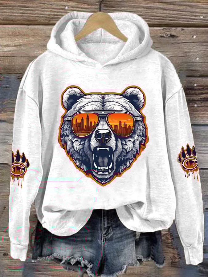 Women's Rugby Print Casual Hoodie