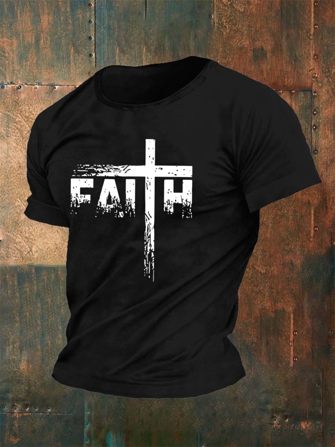 🔥Buy 3 Get 15% Off🔥Men's Faith Cross Print Classic T-shirt