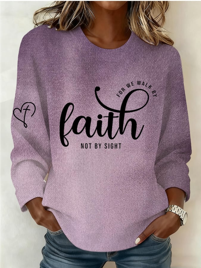 Women's Retro Faith Printed Sweatshirt