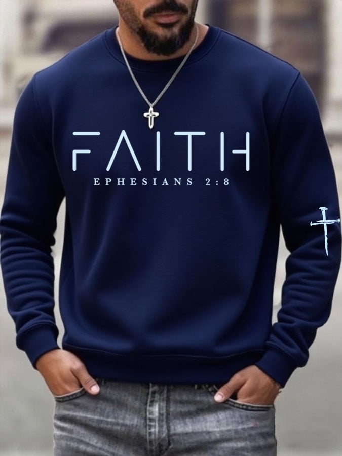 🔥Buy 3 Get 15% Off🔥Men'S Faith Cross Print Casual Sweatshirt