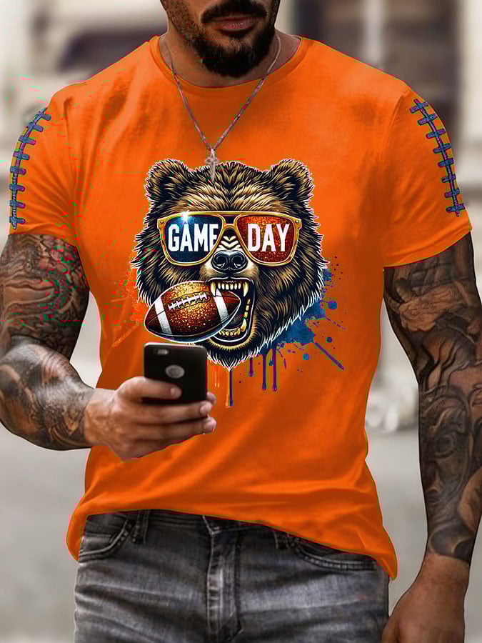 Men's Football Print Casual T-Shirt