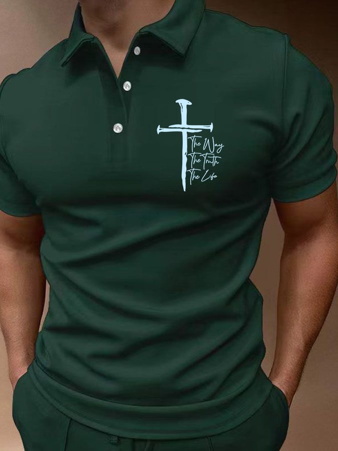 🔥Buy 3 Get 15% Off🔥Men's Jesus The Way The Truth The Life Print Polo Shirt