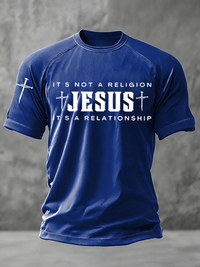 Men's Jesus Cross Print T-shirt