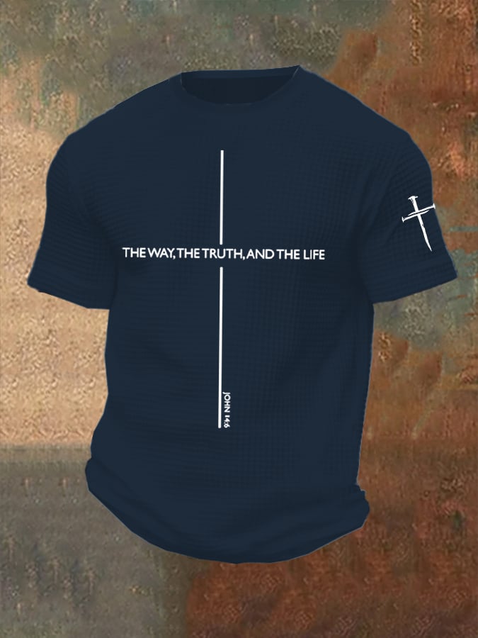 🔥Buy 3 Get 15% Off🔥Men's Jesus The Way The Truth The Life Print Casual Waffle T-Shirt