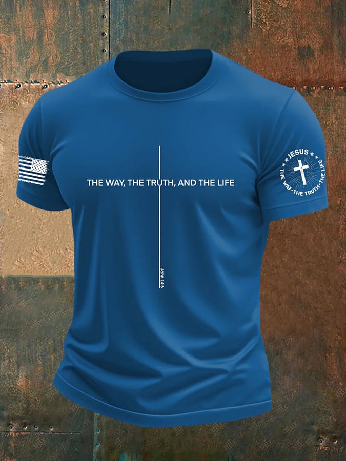 🔥Buy 3 Get 15% Off🔥Men's Jesus The Way The TruthThe Life Print Round Neck T-Shirt